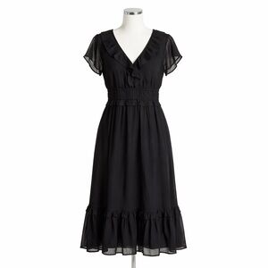 Old Navy XL Black Midi Dress Boho Ruffle Hem  Elastic Waist